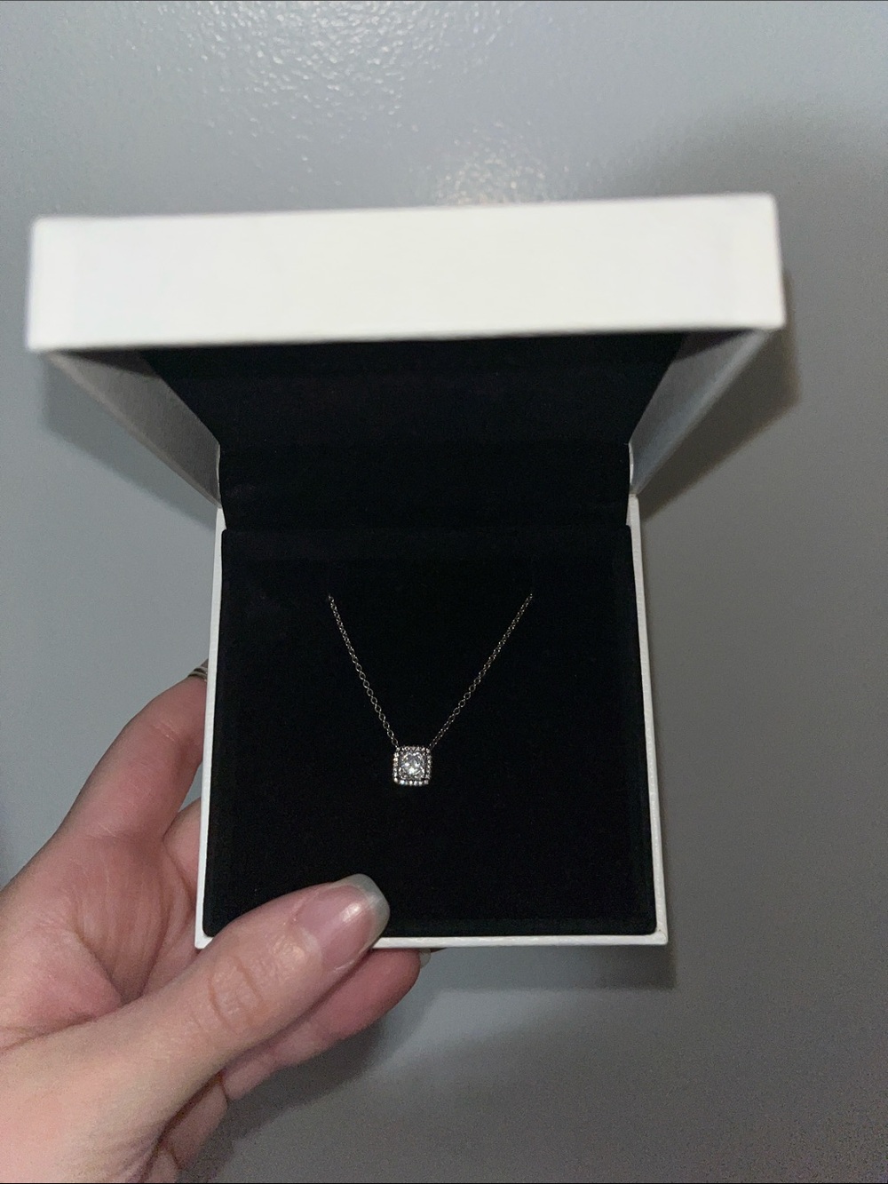 Pandora Silver Halo Pendant Necklace - White